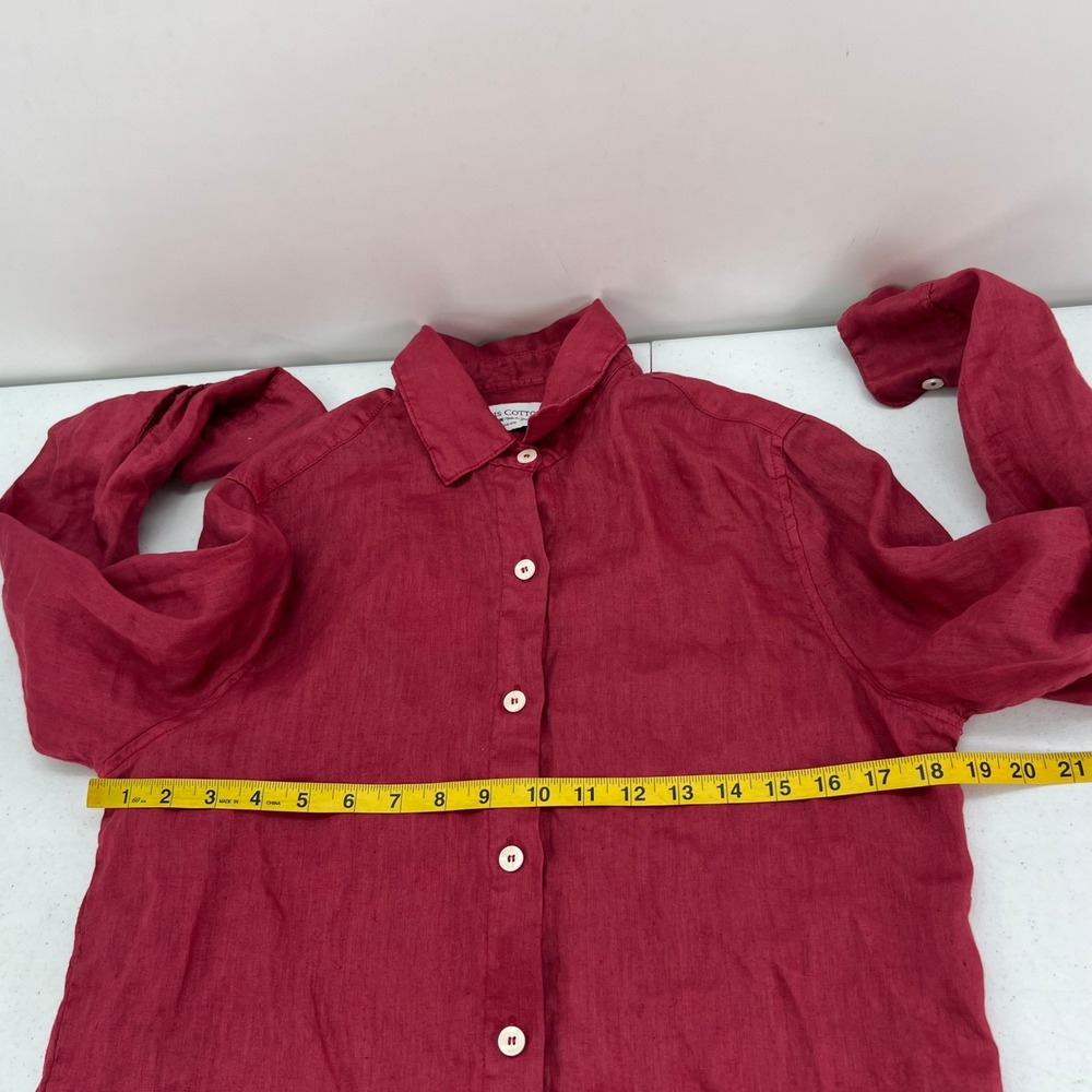 Haris Cotton Women XS Linen Lagenlook Coastal Button Down Shirt Long Sleeve - Picture 5 of 8